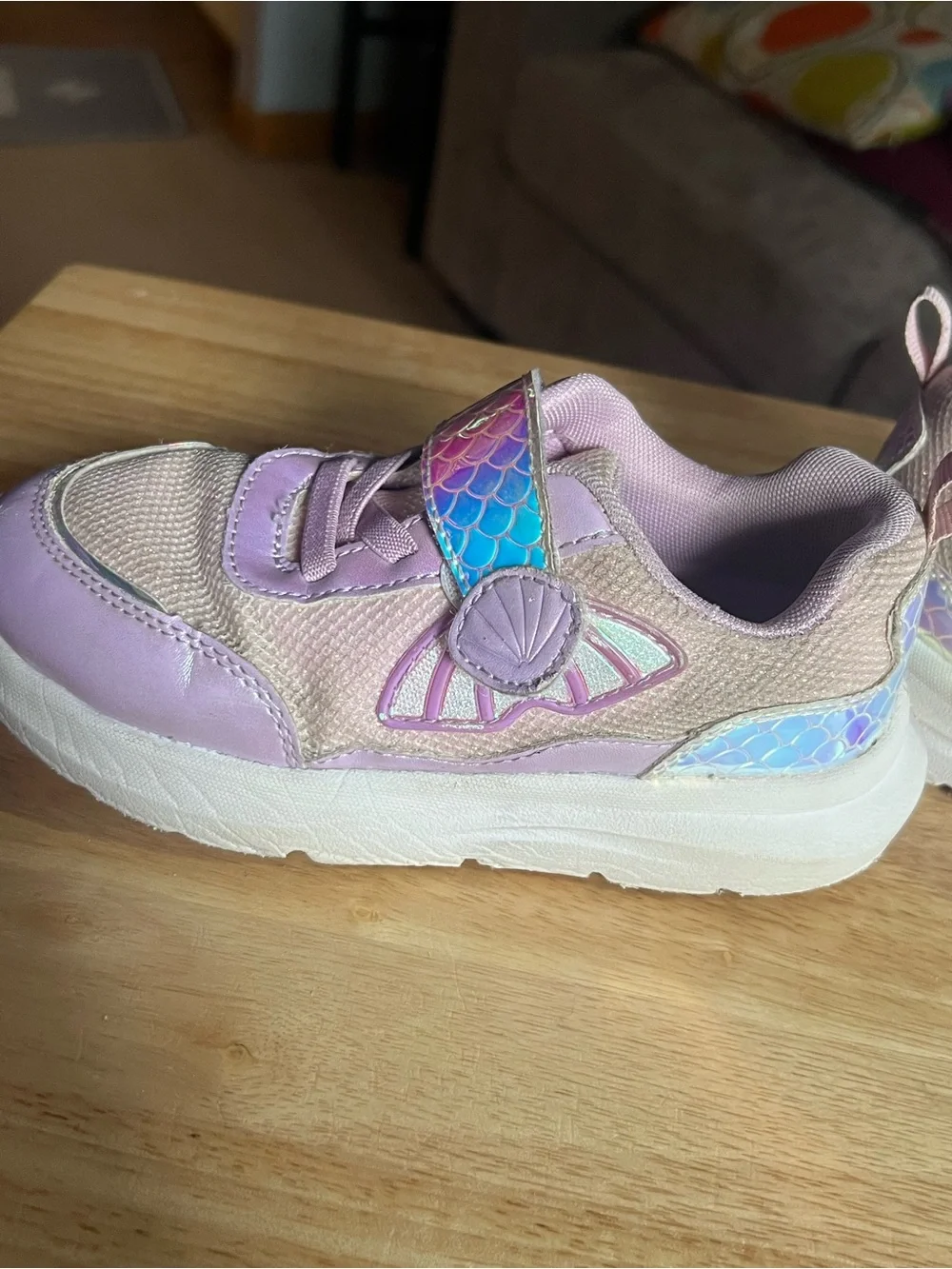 Kids Pink Glitter Strap Sneakers with Holographic Detail